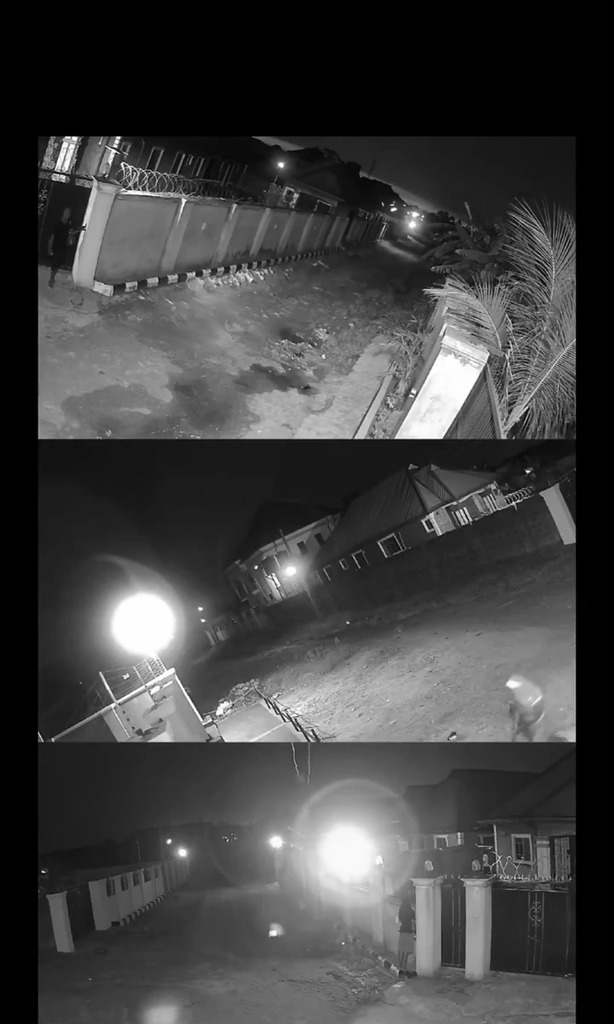 CCTV Footage Of Bandits Trying To Invade A Residential Home In Benin City (Video)