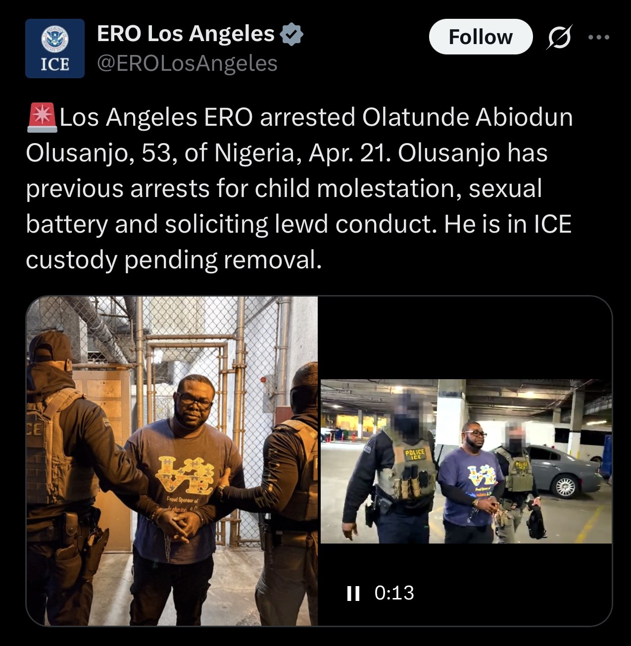 Nigerian In US Arrested For Child Molestation And Sexual Battery