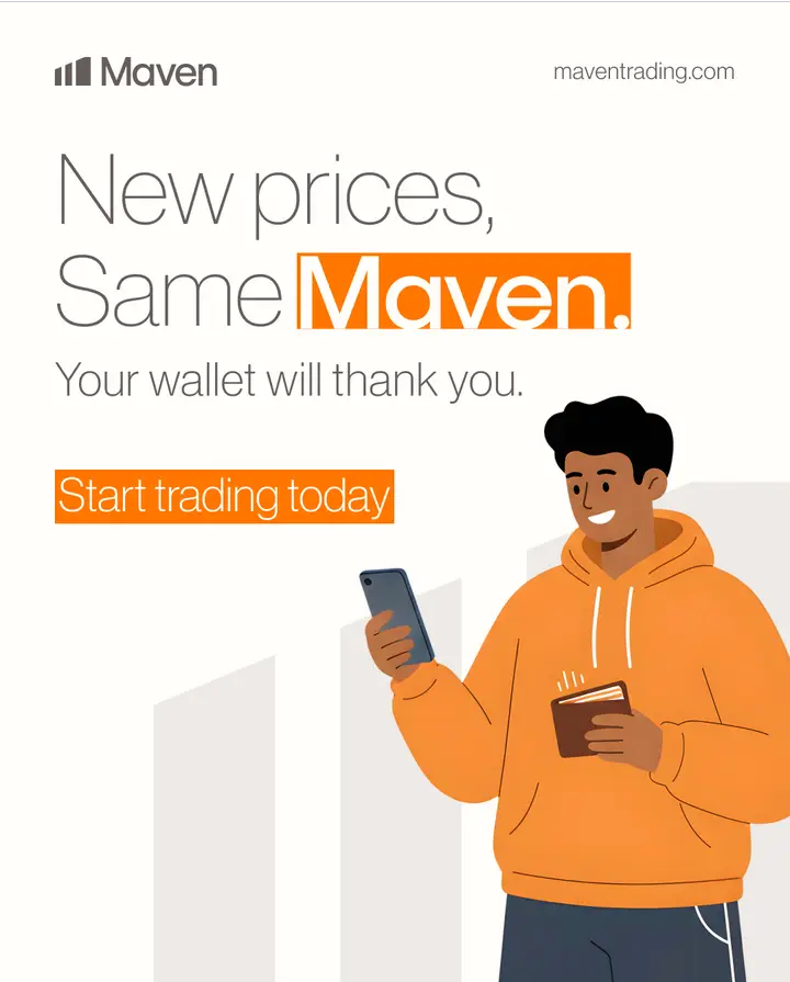 Affordable challenges. 80% profit split. Fast payouts. With Maven’s new pricing, funding just got easier.