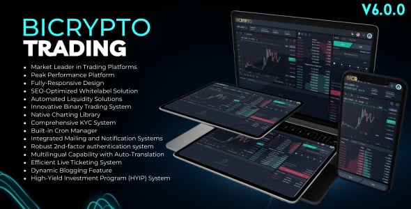 Bicrypto - Crypto Trading Platform, Binary Trading, Investments, Blog, News & More! + All Add-ons